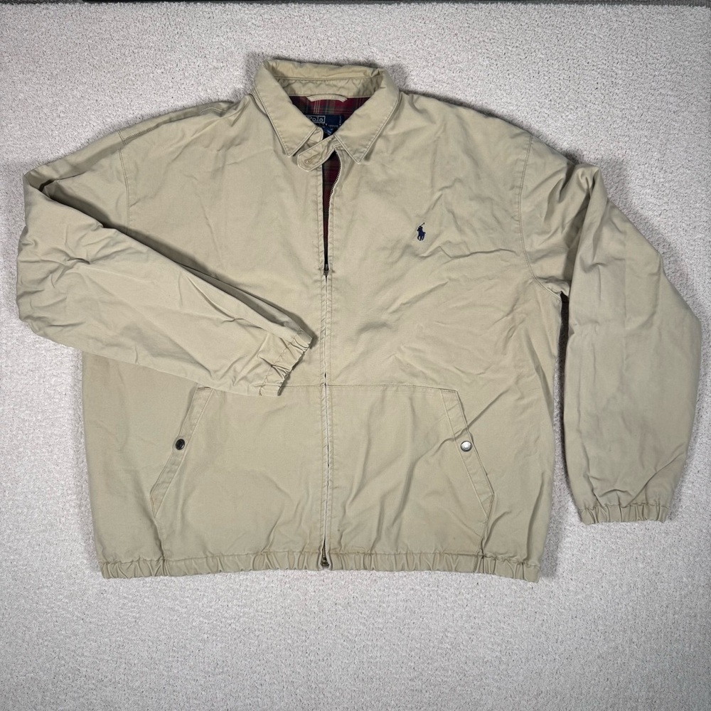 Polo Ralph Lauren Harrington Jacket Men's Size Large Beige Full Zip